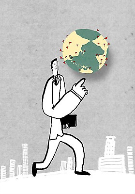 전신 PSD 라이프스타일 건축물 남자 지구 컬러 백그라운드 라인일러스트 일러스트 비즈니스 한명 서기 들기 사람 빌딩 건물 책 회색 깃발 직장인 비즈니스맨 남자만 남자한명만 국내일러스트 직업 1 건축 모션 생활 파일형식