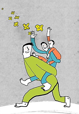 전신 PSD 식물 라이프스타일 남자 꽃 컬러 백그라운드 라인일러스트 일러스트 서기 사람 세명 회색 업기 남자만 국내일러스트 모션 생활 파일형식