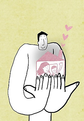 PSD 라이프스타일 건축물 여자 남자 행복 아들 어린이 컬러 백그라운드 라인일러스트 일러스트 가족 주택 들기 사람 손짓 소년 상반신 건물 세명 노란색 하트 아내 손모으기 어린이만 국내일러스트 모양 건축 감정 관계 모션 생활 파일형식