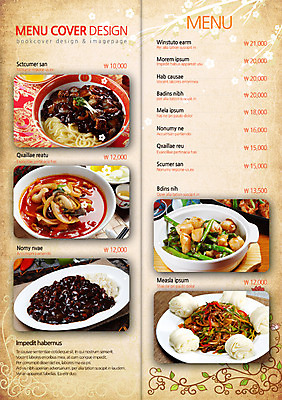 PSD 템플릿 편집 그릇 접시 표지디자인 북디자인 출판디자인 내지 음식 리플렛 백그라운드 채소 2단접지 북커버 팜플렛 사람없음 중식 요식업 가격 메뉴 아스파라거스 볶음밥 짬뽕 간짜장 고추잡채 꽃빵 이미지템플릿 식기 산업 빵 짜장면 잡채 파일형식