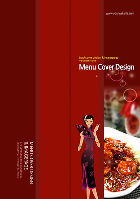 PSD 템플릿 편집 접시 표지디자인 북디자인 출판디자인 여자 표지 음식 리플렛 백그라운드 2단접지 북커버 한명 들기 사람 팜플렛 중국인 중식 요식업 부채 치파오 여자만 여자한명만 이미지템플릿 외국인 1 식기 산업 모션 동양인 전통의상 파일형식