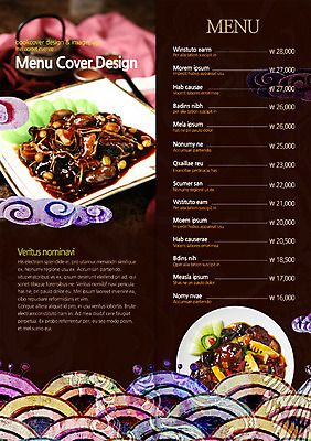 PSD 템플릿 편집 접시 표지디자인 북디자인 출판디자인 내지 음식 리플렛 백그라운드 2단접지 북커버 팜플렛 사람없음 중식 요식업 가격 메뉴 난자완스 이미지템플릿 식기 산업 파일형식