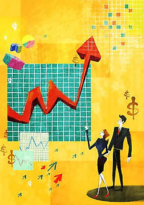 전신 PSD 여자 남자 화살표 백그라운드 일러스트 비즈니스 통계 수치 그래프 서기 사람 정장 성인 두명 금융 경제 직장인 비즈니스맨 비즈니스우먼 원그래프 성인만 국내일러스트 직업 옷 모션 파일형식