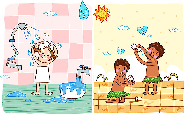 전신 구름 라이프스타일 여자 남자 어린이 일러스트 건조 서기 사람 소녀 소년 라이프 컵 세명 물 태양 자연보호 환경 그린캠페인 목욕 물방울 절약 보호 환경보전 수도꼭지 친환경 샤워기 물절약 물부족 에코라이프 낭비 절수 어린이만 국내일러스트 AI파일 자연요소 식기 캠페인 컨셉 모션 자연 생활 청결 사회이슈 에코 파일형식 벡터