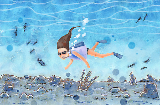 전신 PSD 계절 여자 여유 바다 백그라운드 일러스트 휴가 휴식 어류 한명 사람 성인 여름 여름휴가 바캉스 바닷속 장비 자유 돌_바위 바위 물안경 오리발 잠수 스쿠버다이빙 산소통 여자만 여자한명만 성인여자만 성인만 국내일러스트 1 감정 컨셉 통 수중 수중동물 수상스포츠 수영용품 파일형식 여름_계절