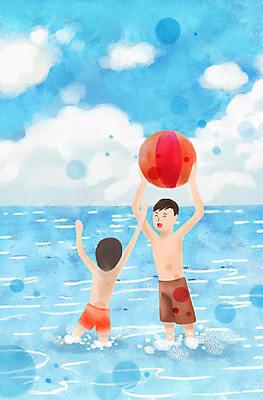 PSD 구름 계절 남자 여유 어린이 바다 백그라운드 일러스트 공 하늘 휴가 휴식 들기 사람 풍경 소년 두명 여름 여름휴가 바캉스 여름풍경 자유 비치볼 공놀이 남자만 어린이만 소년만 국내일러스트 자연요소 감정 컨셉 모션 놀이 바캉스용품 파일형식 여름_계절