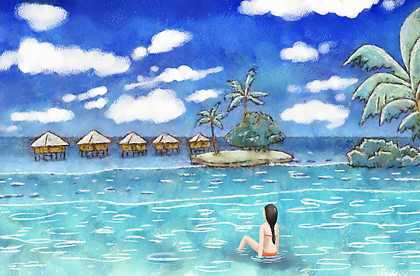 전신 PSD 나무 식물 구름 계절 여자 수영복 여유 바다 백그라운드 일러스트 하늘 휴가 휴식 한명 사람 앉기 성인 여름 여름휴가 바캉스 비키니 야자수 여름풍경 자유 방갈로 여자만 여자한명만 성인여자만 성인만 국내일러스트 자연요소 1 옷 감정 컨셉 모션 숙소 풍경 파일형식 여름_계절