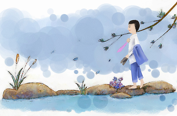 전신 PSD 나무 옷 남자 꽃 호수 여유 백그라운드 신발 일러스트 휴가 휴식 한명 서기 들기 사람 성인 여름휴가 바캉스 산책 자유 연못 남자만 남자한명만 성인남자만 성인만 국내일러스트 식물 1 감정 컨셉 모션 파일형식 여름_계절