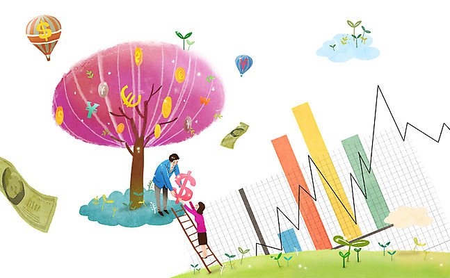 전신 PSD 나무 구름 여자 남자 지폐 돈 일러스트 비즈니스 사다리 그래프 서기 사람 정장 잔디 성인 두명 금융 경제 새싹 달러 동전 유로 열기구 직장인 비즈니스맨 비즈니스우먼 원화 화폐기호 엔 막대그래프 성인만 국내일러스트 자연요소 식물 직업 기호 옷 항공교통 모션 도구 재산 화폐 파일형식