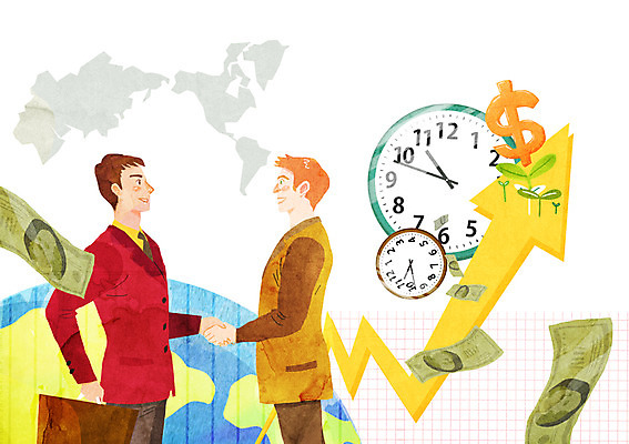 PSD 남자 지구 시계 세계지도 지폐 돈 일러스트 비즈니스 악수 서기 사람 정장 손짓 상반신 성인 두명 금융 경제 새싹 달러 거래 직장인 비즈니스맨 화폐기호 남자만 성인남자만 성인만 국내일러스트 식물 직업 기호 옷 지도 모션 세계 재산 화폐 파일형식