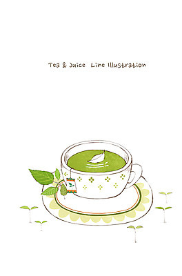 PSD 음료 음식 라인일러스트 일러스트 나뭇잎 디저트 사람없음 컵 새싹 차 찻잔 녹차 컵받침 티백 국내일러스트 식물 식기 잎 잔 차_음료 받침대 파일형식