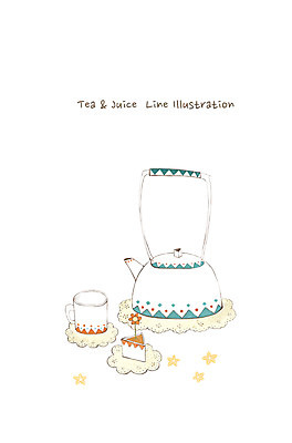 PSD 별 라인일러스트 일러스트 주전자 주방용품 사람없음 컵 꽃병 차 컵받침 국내일러스트 자연요소 식기 꽃 음료 생활용품 받침대 파일형식