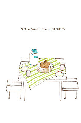 PSD 접시 음료 음식 빵 의자 라인일러스트 일러스트 탁자 디저트 사람없음 컵 바구니 우유 식탁보 국내일러스트 우유갑 식기 가구 유제품 파일형식