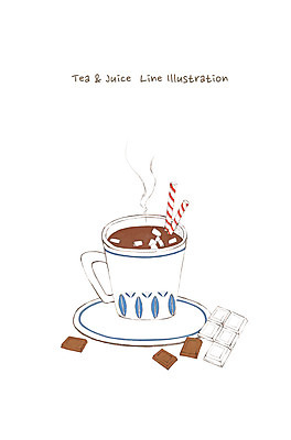 PSD 음료 음식 조각 라인일러스트 일러스트 디저트 잔 따뜻함 빨대 사람없음 초콜릿 연기 찻잔 코코아 국내일러스트 식기 파일형식