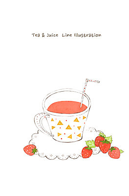 PSD 음료 음식 과일 라인일러스트 일러스트 딸기 디저트 빨대 사람없음 컵 주스 컵받침 딸기주스 국내일러스트 식기 과일주스 받침대 파일형식