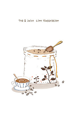 PSD 커피 음료 음식 라인일러스트 일러스트 디저트 사람없음 컵 원두 커피잔 컵받침 자루 주걱 국내일러스트 식기 주방용품 잔 받침대 파일형식