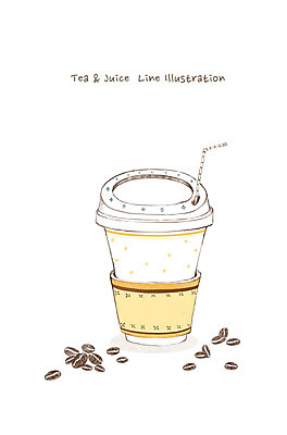 PSD 커피 음료 음식 라인일러스트 일러스트 빨대 사람없음 컵 원두 종이컵 테이크아웃 국내일러스트 식기 일회용 파일형식