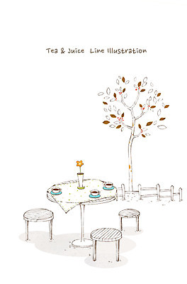 PSD 나무 화분 커피 음료 음식 의자 라인일러스트 일러스트 탁자 사람없음 울타리 꽃병 찻잔 국내일러스트 식물 꽃 가구 잔 담장 파일형식