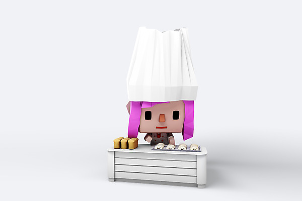 PSD 편집이미지 직업 캐릭터 여자 빵 탁자 쟁반 3D캐릭터 한명 사람 상반신 3D소스 3D 제과제빵 요리사 조리복 제빵 여자만 여자한명만 편집소스 편집3D 1 음식 가구 유니폼 디지털합성 파일형식