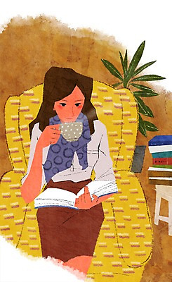 PSD 라이프스타일 여자 교육 화분 여유 커피 의자 일러스트 한명 들기 사람 앉기 상반신 성인 취미 책 소파 독서 차 여자만 여자한명만 성인여자만 성인만 국내일러스트 1 감정 음료 가구 모션 생활 파일형식