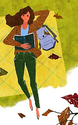 전신 PSD 라이프스타일 여자 교육 여유 낙엽 가방 일러스트 나뭇잎 한명 사람 잔디 성인 취미 책 눕기 독서 돗자리 여자만 여자한명만 성인여자만 성인만 국내일러스트 식물 1 잡화 감정 잎 모션 생활 파일형식