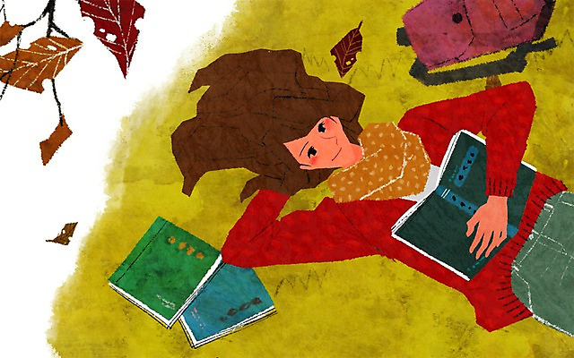 PSD 라이프스타일 여자 교육 여유 가방 일러스트 휴식 나뭇잎 한명 사람 잔디 상반신 성인 취미 책 눕기 독서 목도리 여자만 여자한명만 성인여자만 성인만 국내일러스트 식물 1 잡화 감정 컨셉 잎 모션 생활 파일형식