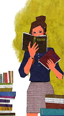 PSD 라이프스타일 여자 교육 안경 여유 일러스트 한명 서기 들기 사람 상반신 성인 취미 책 독서 펜 쌓기 여자만 여자한명만 성인여자만 성인만 국내일러스트 1 잡화 감정 모션 생활 필기구 파일형식