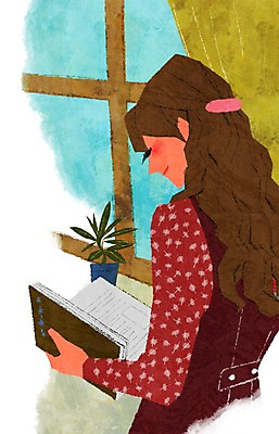 PSD 라이프스타일 여자 교육 화분 여유 일러스트 한명 들기 사람 상반신 성인 취미 책 독서 창가 창틀 여자만 여자한명만 성인여자만 성인만 국내일러스트 1 감정 창문 모션 생활 파일형식