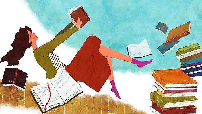 전신 PSD 라이프스타일 여자 교육 여유 일러스트 한명 사람 성인 취미 공중 책 독서 쌓기 여자만 여자한명만 성인여자만 성인만 국내일러스트 1 감정 모션 생활 파일형식