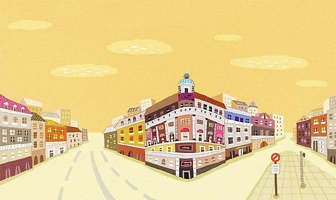 PSD 구름 해외 도로 백그라운드 일러스트 하늘 거리 풍경 사람없음 야외 건물 관광지 도시 표지판 세계명소 아일랜드 국내일러스트 자연요소 건축물 유럽 길 여행 교통시설 알림판 파일형식