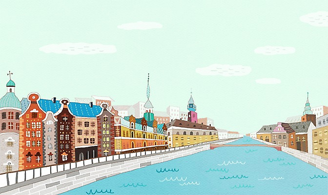 PSD 구름 해외 백그라운드 일러스트 하늘 덴마크 풍경 사람없음 야외 건물 관광지 강 도시 세계명소 코펜하겐 가교 국내일러스트 자연요소 건축물 여행 북유럽 파일형식