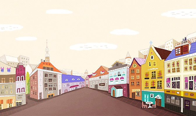 PSD 해외 백그라운드 일러스트 거리 풍경 사람없음 야외 건물 관광지 도시 광장 세계명소 에스토니아 국내일러스트 건축물 유럽 여행 파일형식