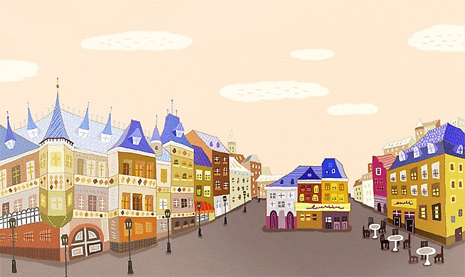 PSD 해외 백그라운드 가로등 의자 일러스트 탁자 거리 풍경 사람없음 야외 건물 관광지 궁전 도시 세계명소 룩셈부르크 국내일러스트 건축물 공공시설 여행 가구 고건축 서유럽 파일형식