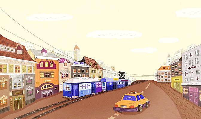 PSD 해외 도로 백그라운드 일러스트 자동차 거리 풍경 사람없음 야외 건물 관광지 기찻길 도시 스위스 전차 세계명소 트램 철도의날 국내일러스트 건축물 유럽 길 육상교통 교통수단 여행 교통시설 대중교통 파일형식 법정기념일