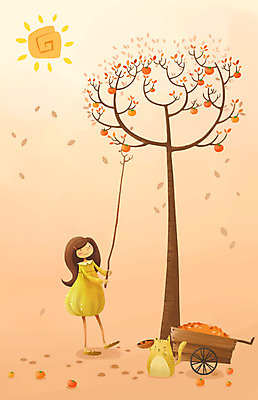 전신 PSD 동물 사계절 계절 여자 열매 컬러 백그라운드 일러스트 상상 감 한명 서기 사람 태양 주황색 고양이 수레 가을 막대기 감나무 여자만 여자한명만 가을배경 국내일러스트 자연요소 나무 식물 1 과일 포유류 모션 반려동물 카트 파일형식 가을_계절