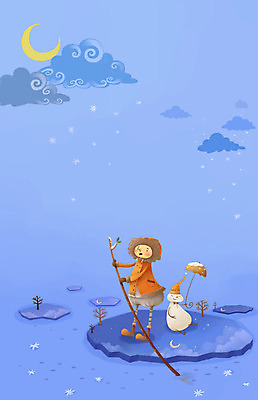 전신 PSD 구름 사계절 계절 남자 컬러 하늘색 백그라운드 겨울 일러스트 우산 상상 눈사람 한명 서기 사람 소년 막대기 초승달 빙판 남자만 남자한명만 겨울배경 국내일러스트 자연요소 1 어린이 모션 파란색 달 파일형식