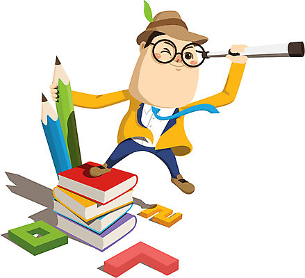 전신 직업 캐릭터 교육 남자 안경 일러스트 홍보캐릭터 교육캐릭터 한명 서기 사람 한글 책 필기구 연필 쌓기 망원경 남자만 남자한명만 일러캐릭터 AI파일 문자 1 잡화 모션 문구용품 학용품 파일형식 벡터