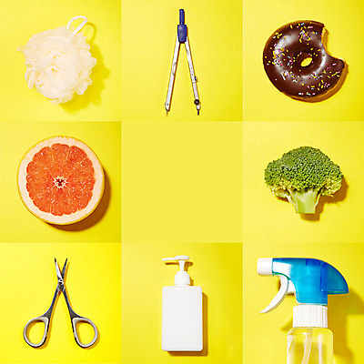 포토 JPG 스튜디오촬영 음식 컬러 생활용품 백그라운드 채소 과일 단면 디저트 가위 실내 사람없음 세트 노란색 사무용품 도넛 브로콜리 자몽 오브젝트 분무기 컴파스 목욕타월 샴푸 펌핑기 국내포토 문구용품 내부 수건 위생용품 병_담는 파일형식