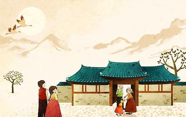 PSD 한국전통 계절 여자 명절 할아버지 남자 할머니 백그라운드 일러스트 가족 손녀 기와집 사람 여러명 추석 가을풍경 시골 한복 즐거움 노인만 성인만 가을배경 국내일러스트 전통 기념일 노년 감정 다수 관계 한옥 한국 풍경 전통의상 손주 파일형식 가을_계절