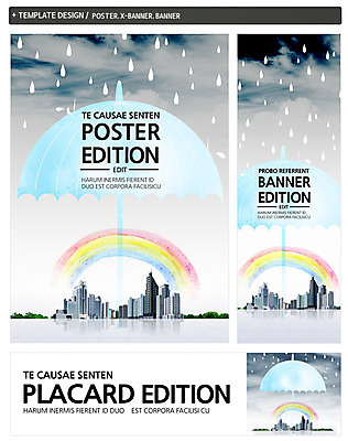 PSD 구름 템플릿 배너 배너템플릿 가로배너 ZIP 포스터 세로배너 백그라운드 무지개 우산 하늘 날씨 빌딩 사람없음 세트 현수막 비 빗방울 자연요소 건물 가로 세로 비_날씨 파일형식