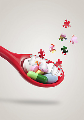 PSD 편집이미지 의학 사람없음 치료 알약 약 숟가락 퍼즐 퍼즐조각 이미지편집 조각 수저 파일형식