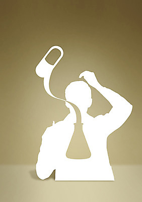 PSD 편집이미지 실루엣 의학 실험기구 실험 한명 상반신 치료 알약 약 연구원 플라스크 이미지편집 직업 1 과학 촬영기법 사람 파일형식