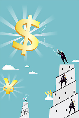 전신 구름 남자 밧줄 백그라운드 일러스트 비즈니스 사람 정장 여러명 건물 달러 직장인 비즈니스맨 화폐기호 엔 남자만 국내일러스트 AI파일 자연요소 직업 건축물 기호 옷 줄 다수 돈 화폐 파일형식 벡터