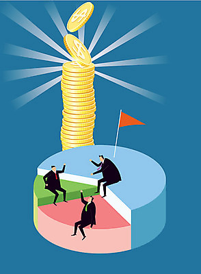 전신 남자 백그라운드 돈 일러스트 비즈니스 그래프 사람 정장 세명 쌓기 달러 동전 깃발 직장인 비즈니스맨 원그래프 남자만 국내일러스트 AI파일 직업 옷 모션 재산 파일형식 벡터