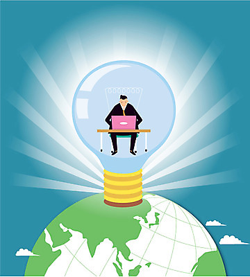 전신 남자 지구 백그라운드 생각 일러스트 비즈니스 전구 아이디어 한명 사람 정장 노트북 업무 직장인 비즈니스맨 남자만 남자한명만 국내일러스트 AI파일 직업 1 옷 컨셉 전자제품 작업 파일형식 벡터