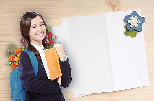 PSD 외국인 편집 편집이미지 학생 여자 교복 종이 백그라운드 편지봉투 책가방 프레임 한명 웃음 들기 사람 동양인 상반신 책 여자만 여자한명만 이미지편집 1 옷 가방 모션 봉투 표정 인종 편지 파일형식