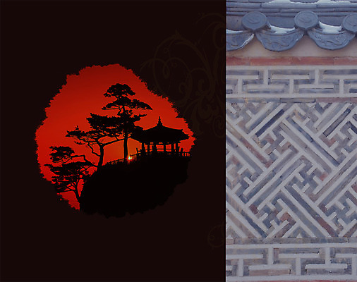 PSD 나무 편집 편집이미지 실루엣 백그라운드 기와 사람없음 담장 태양 노을 일몰 이미지편집 자연요소 식물 촬영기법 파일형식