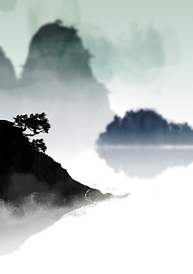 PSD 나무 식물 편집 편집이미지 백그라운드 산 사람없음 강 절벽 안개 이미지편집 날씨 파일형식