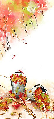 PSD 계절 단풍 일러스트 자연 나뭇잎 풍경 사람없음 가을풍경 가을 양동이 국내일러스트 잎 생태계 파일형식 가을_계절