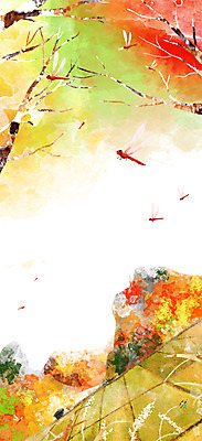 PSD 계절 단풍 일러스트 자연 논 풍경 사람없음 가을풍경 가을 시골 잠자리 국내일러스트 곤충 잎 농업 생태계 파일형식 가을_계절